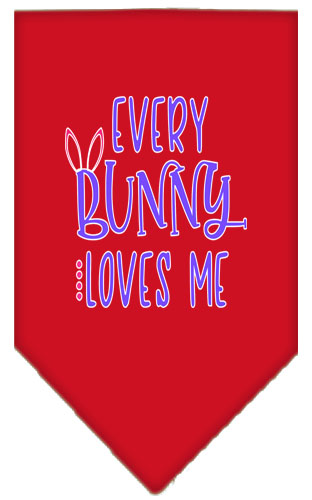 EveryBunny Loves Me Screen Print Bandana Red Small
